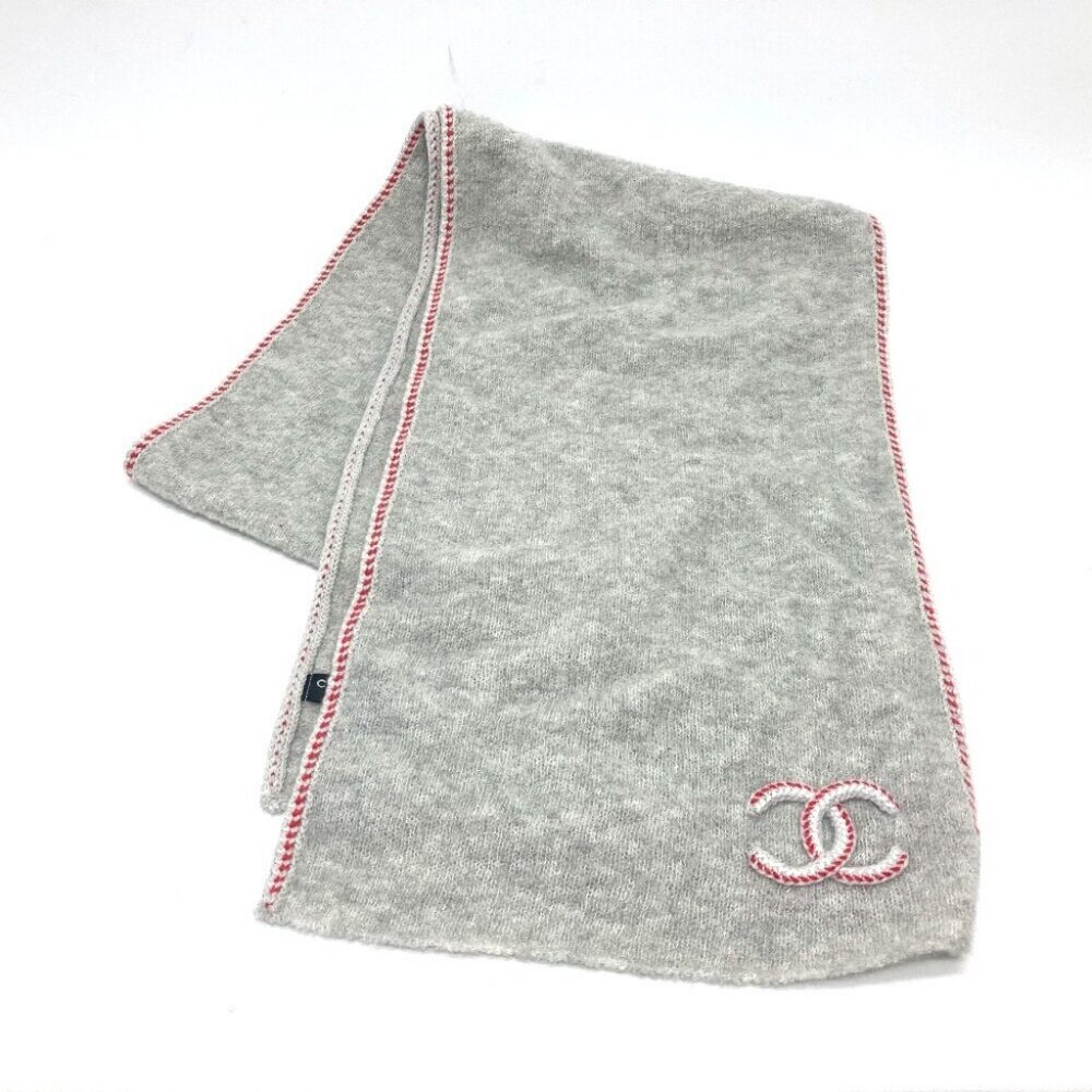 CHANEL 2024 model CC Mark apparel Scarf Cashmere gray Unused